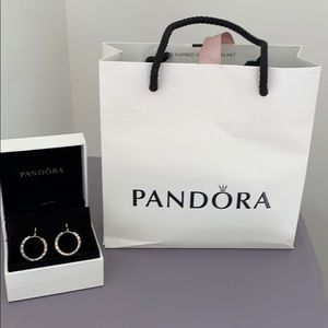 Pandora Sparkle and Pandora Logo Hoop Earrings